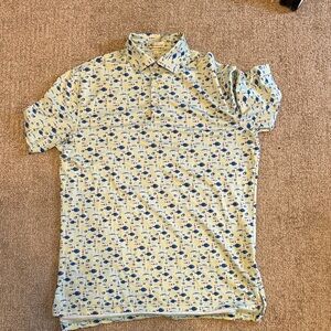 Peter Millar- Men's Patterned Polo Shirt - Blue and Yellow